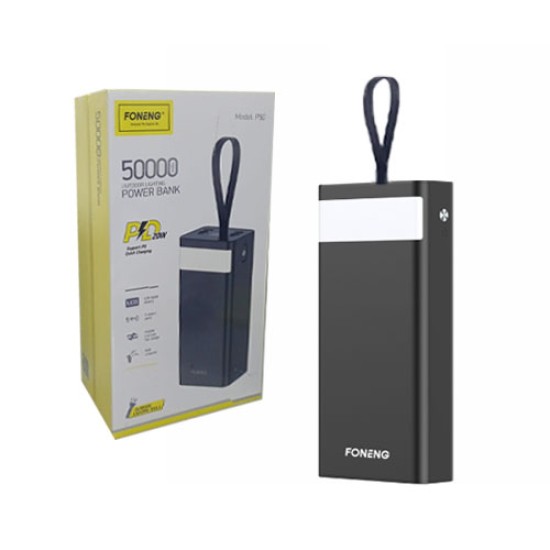 FONENG POWER BANK P50 WITH 5 OUTPUTS AND FLASH LIGHT 50000MAH 20W BLACK FONENG POWER BANK P50 WITH 5 OUTPUTS AND FLASH LIGHT 50000MAH 20W BLACK